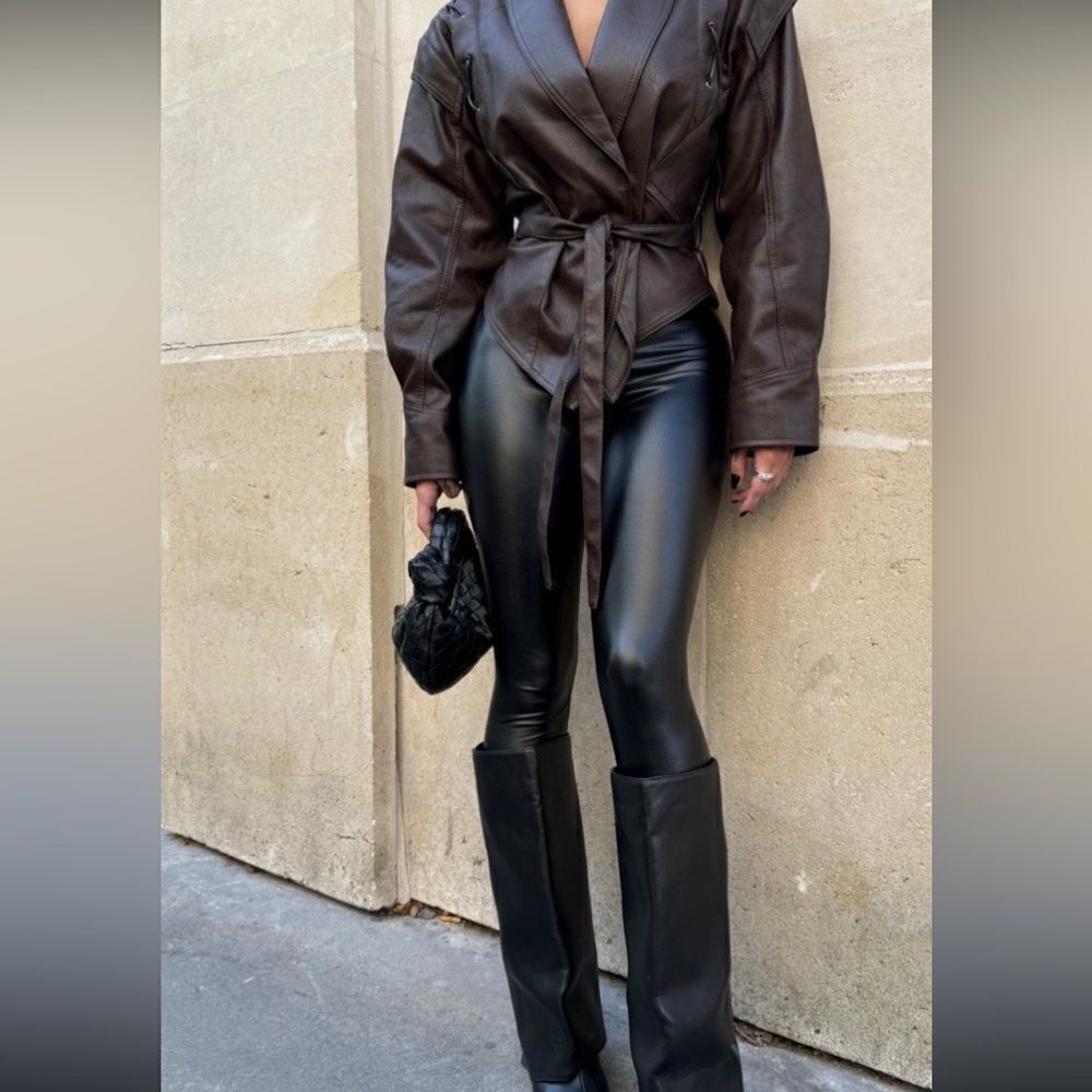 Black leather leggings
